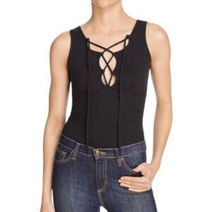Free People Womens Emmy Lou Lace-Up Tank Top black medium